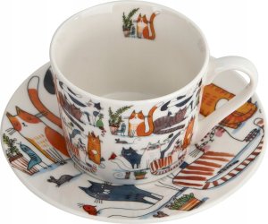 Filiżanka porcelanowa 230 ml + spodek Leniwe Koty 2