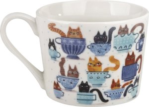 Filiżanka porcelanowa 230 ml + spodek Koty w filiżankach 6