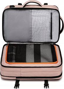 Plecak wodoodporny Bange na laptopa 15.6" miejski podróżny 47x31x15-25 cm do pracy samolotu męski damski z portem USB Różowy 6