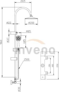 Shower system INVENA GRACJA, rain and hand shower, mixer, chrome finish. 4