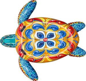 Bestway Dmuchany materac z uchwytami ŻÓŁW Nadruk Majolika 183x173cm 41523 2