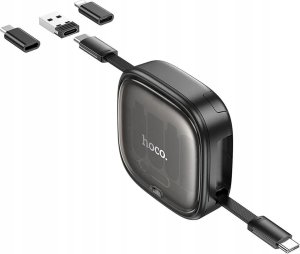 HOCO kabel All-in-one zwijany w zestawie z wymiennymi końcówkami PD 3A 60W U140 0,95 m czarny 2