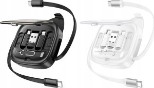 HOCO kabel All-in-one zwijany w zestawie z wymiennymi końcówkami PD 3A 60W U140 0,95 m czarny 3