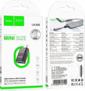 Adapter USB Hoco UA36B USB-A - USB-C Czarny 4