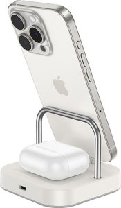 HOCO ładowarka indukcyjna 3w1 kompatybilna z Apple Watch 3A 5W CQ16A biała 3