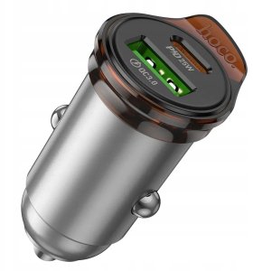 Ładowarka Hoco ładowarka samochodowa USB A + Typ C + kabel Typ C do Typ C PD QC3.0 43W NZ16A szara 3