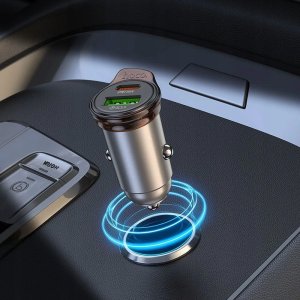 Ładowarka Hoco ładowarka samochodowa USB A + Typ C + kabel Typ C do Typ C PD QC3.0 43W NZ16A szara 7