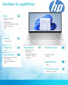 Laptop HP Pavilion 15-eg3011nw / 15.6" / i5-1335U / 8GB / 512GB / Windows 11 (9Z0A7EA) 8