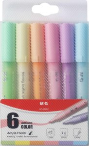 Markery akrylowe Pastelowe set 1 1-2mm mix kolorów zestaw 6 szt MG 1