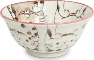 Zestaw 2 japońskich misek do ramenu, udonu różowa i niebieska, trzy kotki, okrągłe 19,5 x 7 cm - Emro 3