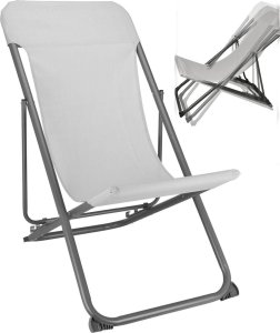 LEŻAK SKŁADANY STALOWY TEXTILENE BIAŁY 2