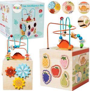 Kostka Edukacyjna Sensoryczna Sorter 5 Płaszczyzn Drewniana 1