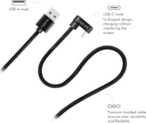 Kabel USB LogiLink USB-A - USB-C 1 m Czarny (CU0192) 7