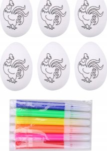 Jajka Wielkanocne Styropianowe Do Malowania Pisaki Flamastry Koguty 6szt 2