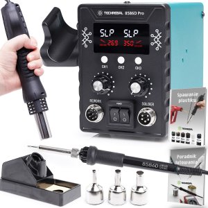 Zestaw Stacja Lutownicza 2w1 Hot-Air 8586 760W Mata Groty Topnik 2