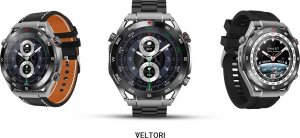 Smartwatch Veltori VT100-1 + Czarny Pasek Silikonowy + Czarny Eko Skóra 9