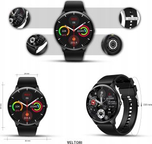 Smartwatch Giewont Smartwatch Veltori VT160-1 Czarny Pasek Silikonowy 7