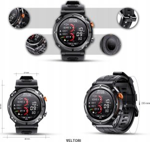 Smartwatch Giewont Smartwatch Veltori VT130-1 Czarny Pasek Silikonowy 11