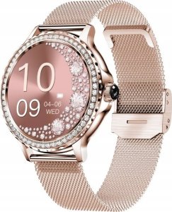 Smartwatch Damski Veltori VT320-1 Złota Bransoleta + Różowy Pasek Silikonowy 3