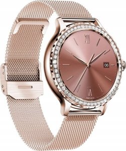 Smartwatch Damski Veltori VT320-1 Złota Bransoleta + Różowy Pasek Silikonowy 4
