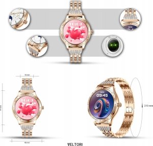 Smartwatch Damski Veltori VT350-1 Bransoleta Różowe Złoto 6