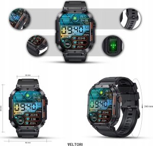 Smartwatch Giewont Smartwatch Veltori VT200-1 Czarny Pasek Silikonowy 6