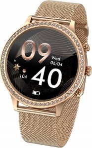 Smartwatch Damski Veltori VT310-1 Złota Bransoleta + Różowy Pasek Silikonowy 2