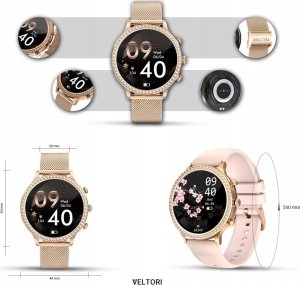 Smartwatch Damski Veltori VT310-1 Złota Bransoleta + Różowy Pasek Silikonowy 7