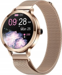 Smartwatch Damski Veltori VT340-1 Złota Bransoleta + Różowy Pasek Silikonowy 1