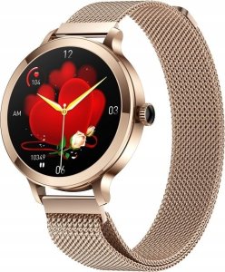 Smartwatch Damski Veltori VT340-1 Złota Bransoleta + Różowy Pasek Silikonowy 2