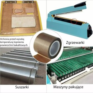 Taśma Teflonowa do Zgrzewarki Pakowarki z Klejem 10mm x 10m HQ 8