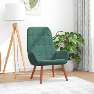 vidaXL Fotel, ciemnozielony, obity aksamitem 1