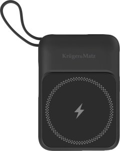POWER BANK indukcyjny Kruger&amp;Matz 10000 mAh Mag Safe z kablem czarny 3
