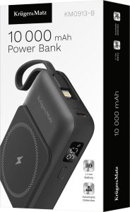 POWER BANK indukcyjny Kruger&amp;Matz 10000 mAh Mag Safe z kablem czarny 7