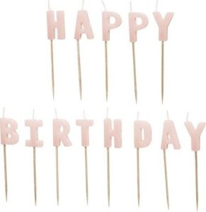 Świeczki Happy Birthday różowe 2,5cm 13szt 1