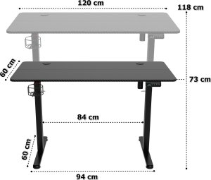 Biurko gamingowe SHADOW GAMER elektryczne 1.0 czarne 120 cm 2