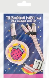 Brelok z kabelkami do ładowania różowy 3w1 1