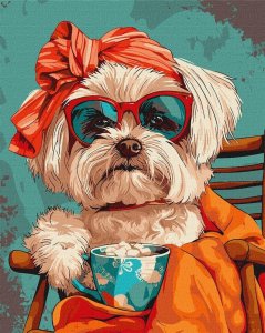 Malowanie po numerach - Stylowy Shih tzu 40x50cm 1
