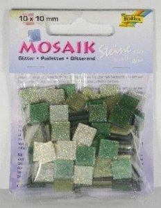 Mozaika kamyczki brokatowe 10x10mm zielony 1