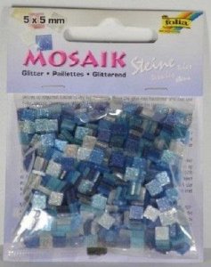 Mozaika kamyczki brokatowe 5x5mm niebieski 1