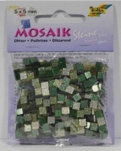 Mozaika kamyczki brokatowe 5x5mm zielony 1