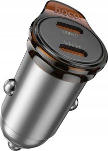 HOCO ładowarka samochodowa 2 x Typ C PD QC3.0 45W NZ16B szara 2