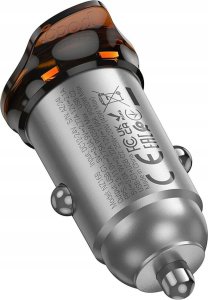 HOCO ładowarka samochodowa 2 x Typ C PD QC3.0 45W NZ16B szara 3