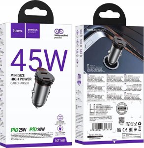 HOCO ładowarka samochodowa 2 x Typ C PD QC3.0 45W NZ16B szara 9