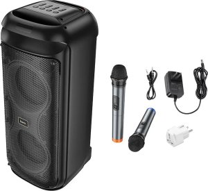 HOCO głośnik bluetooth + 2 x bezprzewodowe mikrofony HA13 Max czarny 2