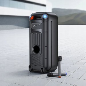 HOCO głośnik bluetooth + 2 x bezprzewodowe mikrofony HA13 Max czarny 8