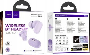 HOCO słuchawki bezprzewodowe bluetooth TWS EQ19 fioletowe 3