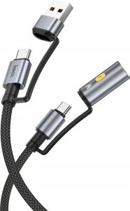 HOCO kabel All-in-one USB A / Typ C do Typ C / Zapalniczka samochodowa 3A 60W U138 1,2 m czarny 1