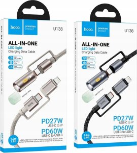 Kabel USB Hoco USB-C - Lightning 1.2 m Szary 4