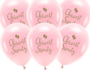 Balony Eco Chrzest Święty rumiany różowy 33cm 6szt 1